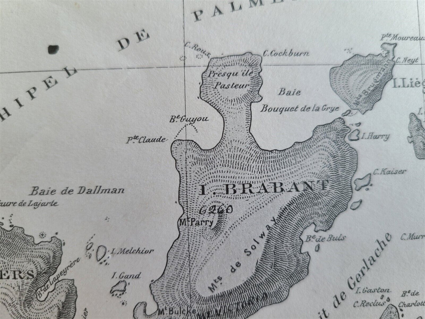 1925 MAP of EXPEDITION ANTARCTIQUE FRANCAISE SHETLANDS DE SUD antique