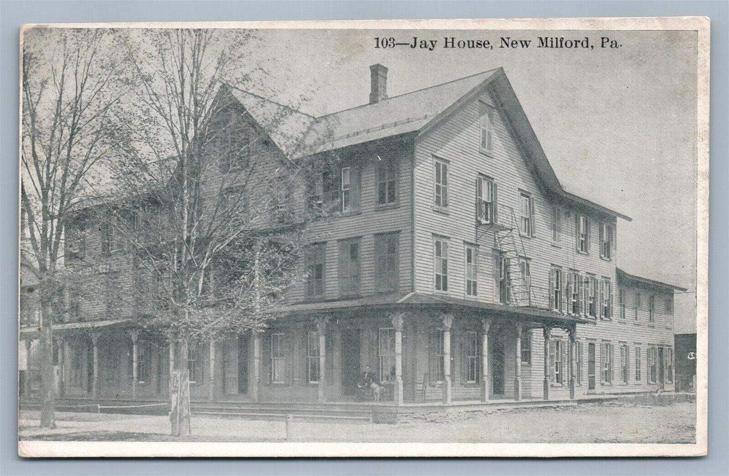 NEW MILFORD PA JAY HOUSE ANTIQUE POSTCARD