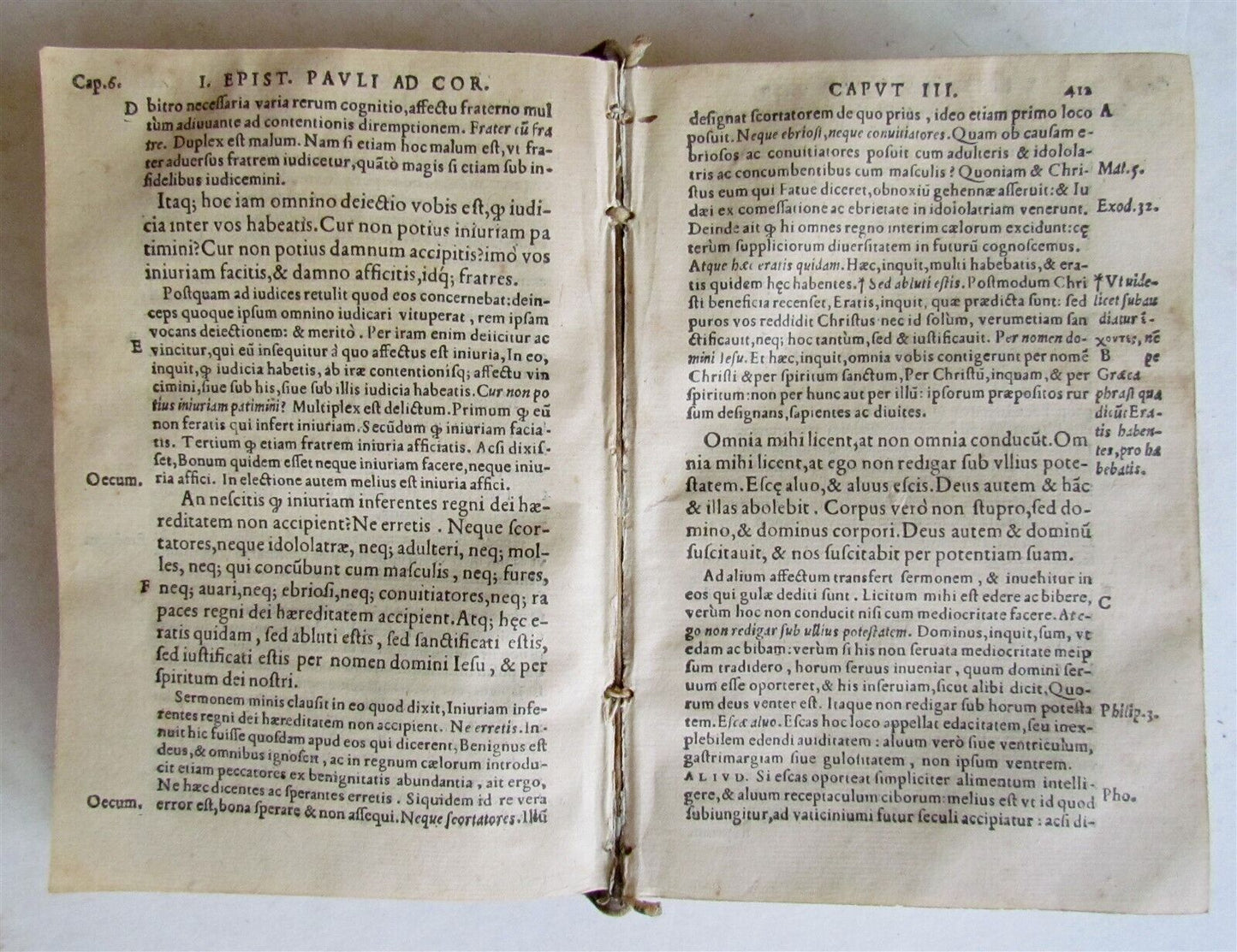 1547 BIBLE NEW TESTAMENT COMMENTARY on St. Paul's letters by Hentenius ANTIQUE