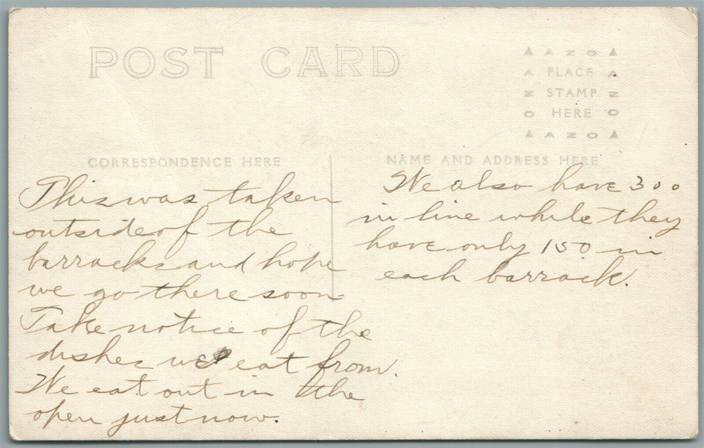 AMERICAN SOLDIERS MESS LINE KELLY FIELD ANTIQUE REAL PHOTO POSTCARD RPPC