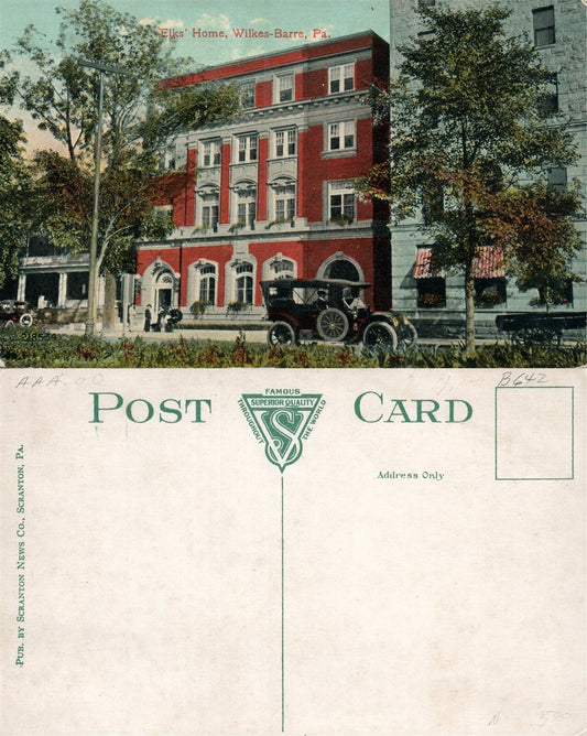 WILKES-BARRE PA ELKS' HOME ANTIQUE POSTCARD