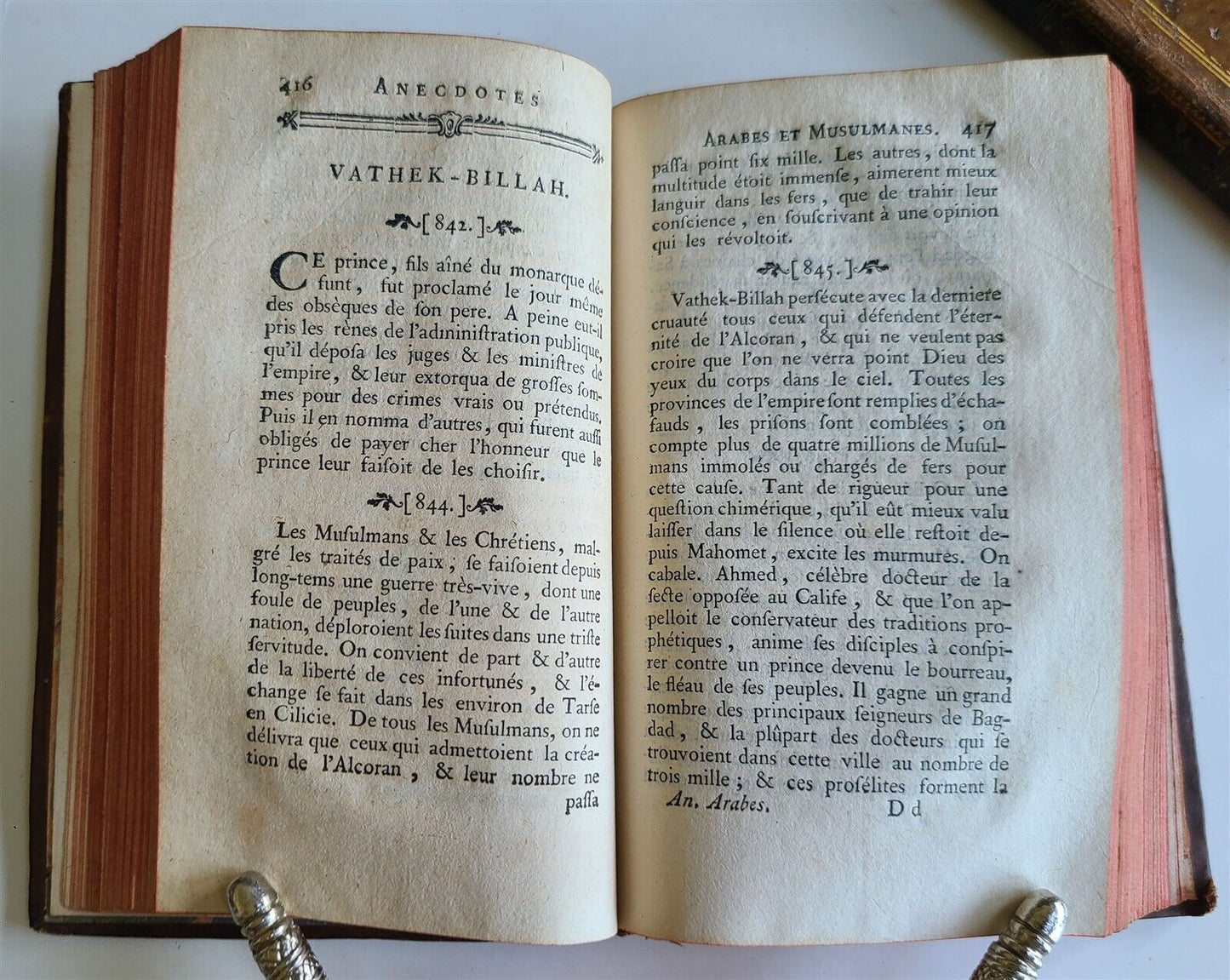 1772 ARAB & MUSLIM ANECDOTES antique 2 VOLUMES FRENCH HISTORY of ISLAMIC STATE