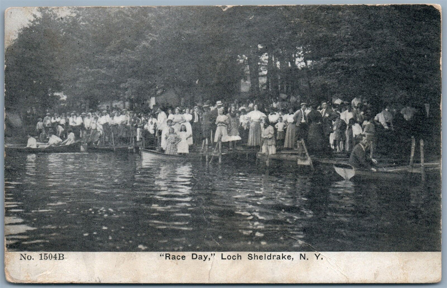 LOCH SHELDRAKE NY RACE DAY 1912 ANTIQUE POSTCARD