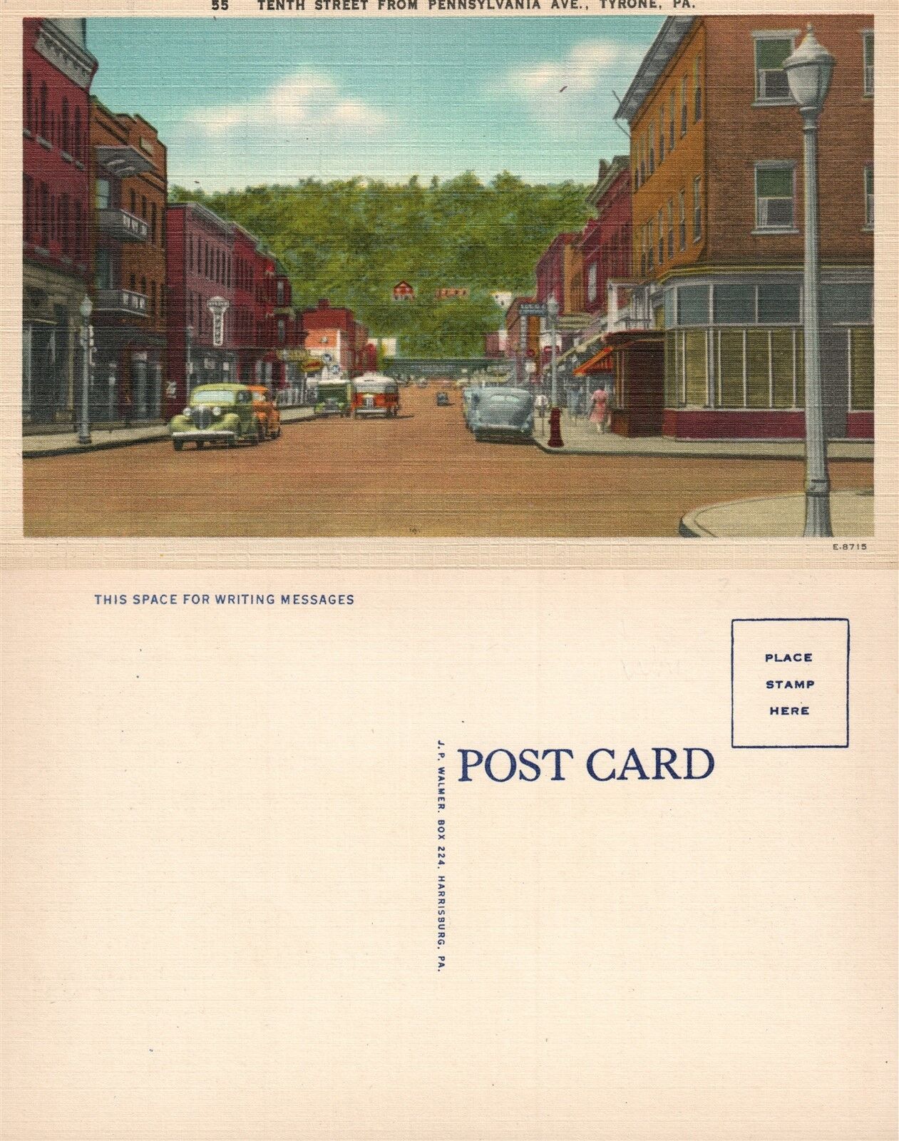 TYRONE PA TENTH STREET VINTAGE POSTCARD