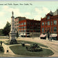 NEW CASTLE PA SOLDIER'S MONUMENT & PUBLIC SQUARE 1910 ANTIQUE POSTCARD