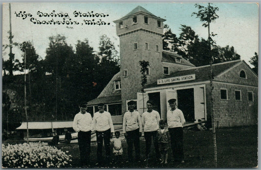 CHARLEVOIX MI LIFE SAVING STATION ANTIQUE POSTCARD