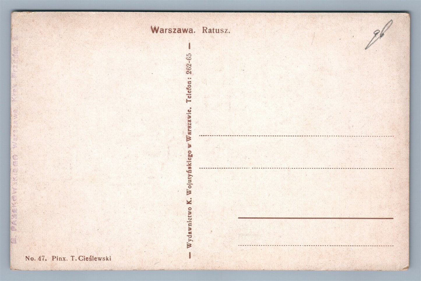 WARSAW POLAND ANTIQUE POSTCARD WARSZAWA RATUSZ