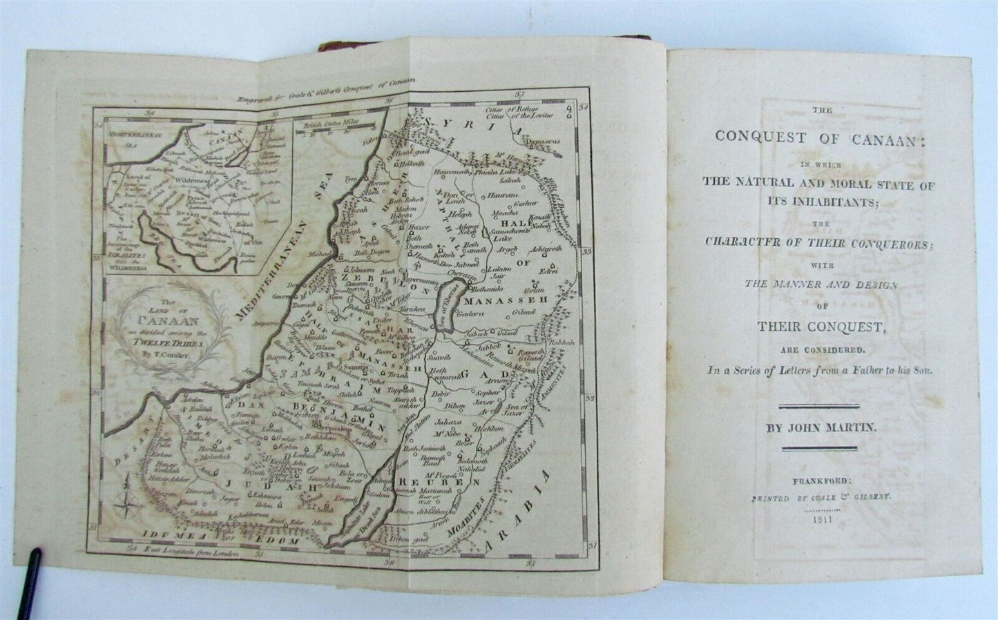 1811 CONQUEST of CANAAN by JOHN MARTIN antique w/ MAP AMERICANA Frankford