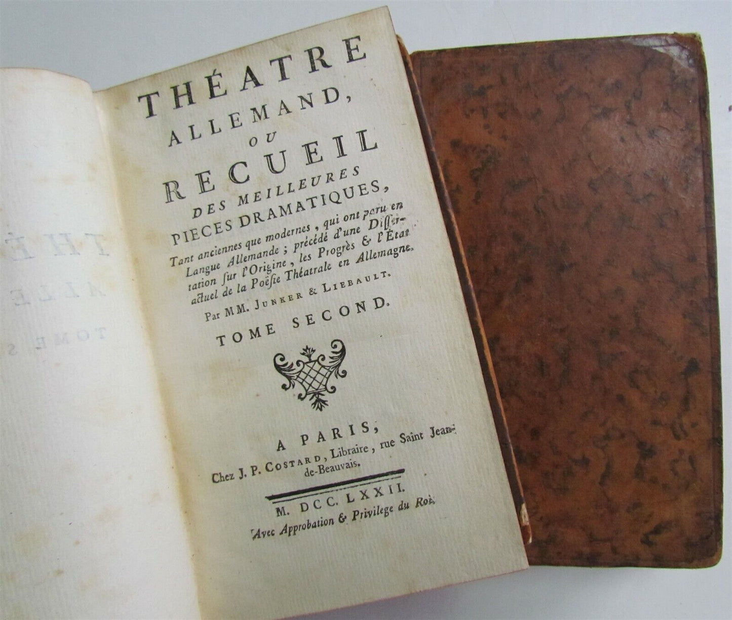 GERMAN THEATRE 1772 2 volumes Theatre Allemand in FRENCH antique