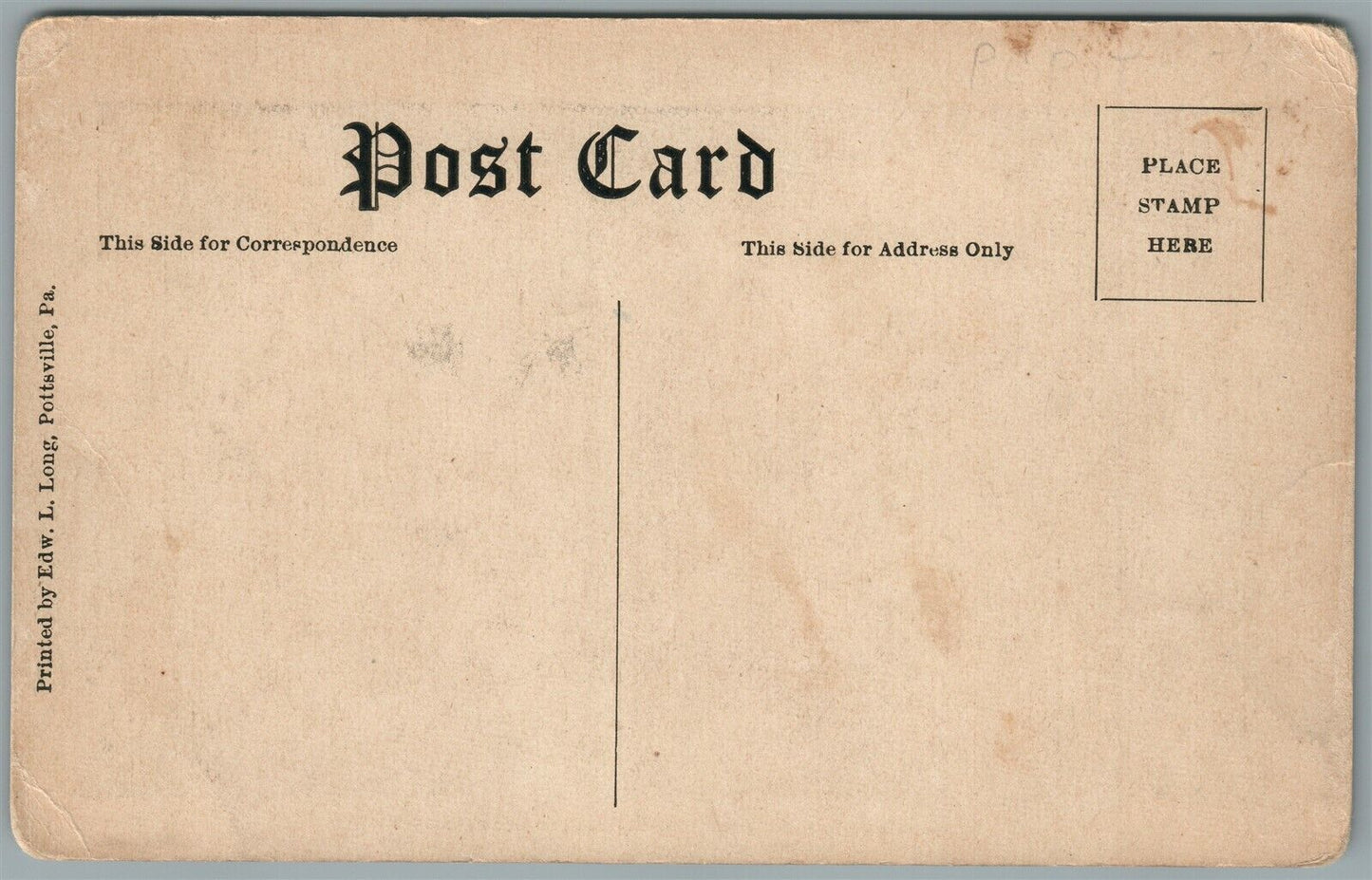 POTTSVILLE PA LOOKING UP NORWEGIAN FROM RAILROAD TO CENTRE STR ANTIQUE POSTCARD