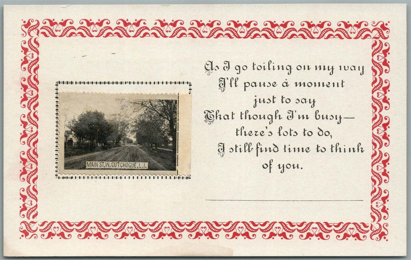 WEST CUTCHOGUE LONG ISLAND NY MAIN STREET ANTIQUE POSTCARD