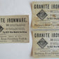 PHILADELPHIA PA GRANITE IRONWARE 3 ANTIQUE VICTORIAN TRADE CARDS SET