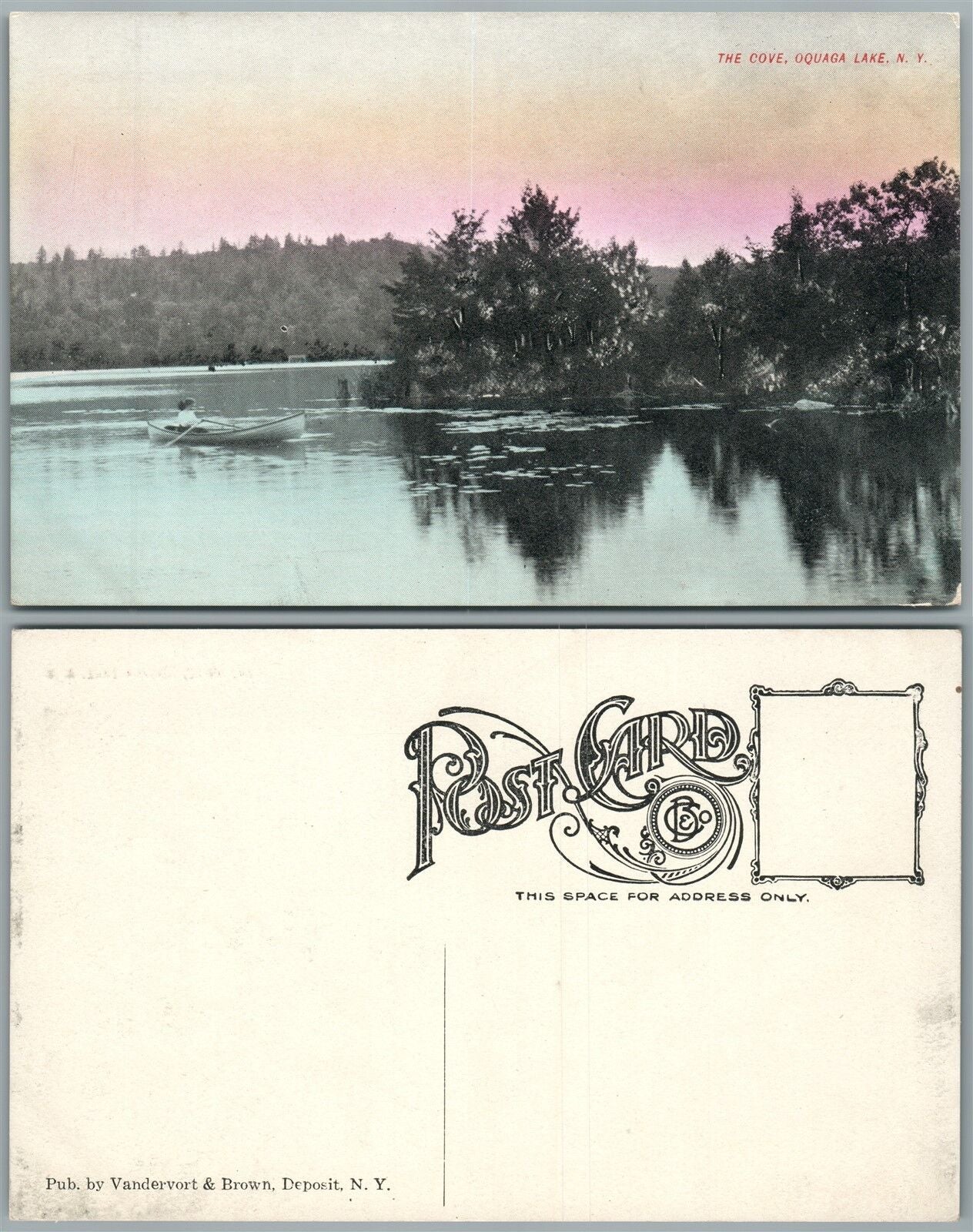 OQUAGA LAKE N.Y. ANTIQUE POSTCARD