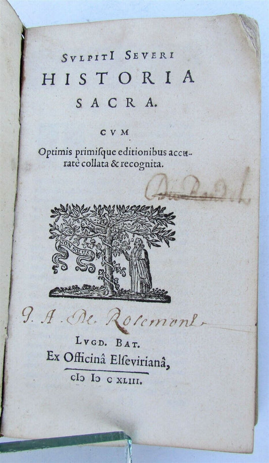 1643 SULPITI SEVERI HISTORIA SACRA antique VELLUM BOUND ELZEVIR PRESS