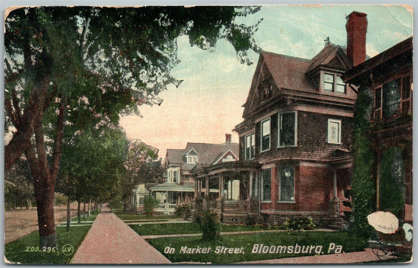 BLOOMSBURG PA OLD MARKET STREET 1912 ANTIQUE POSTCARD