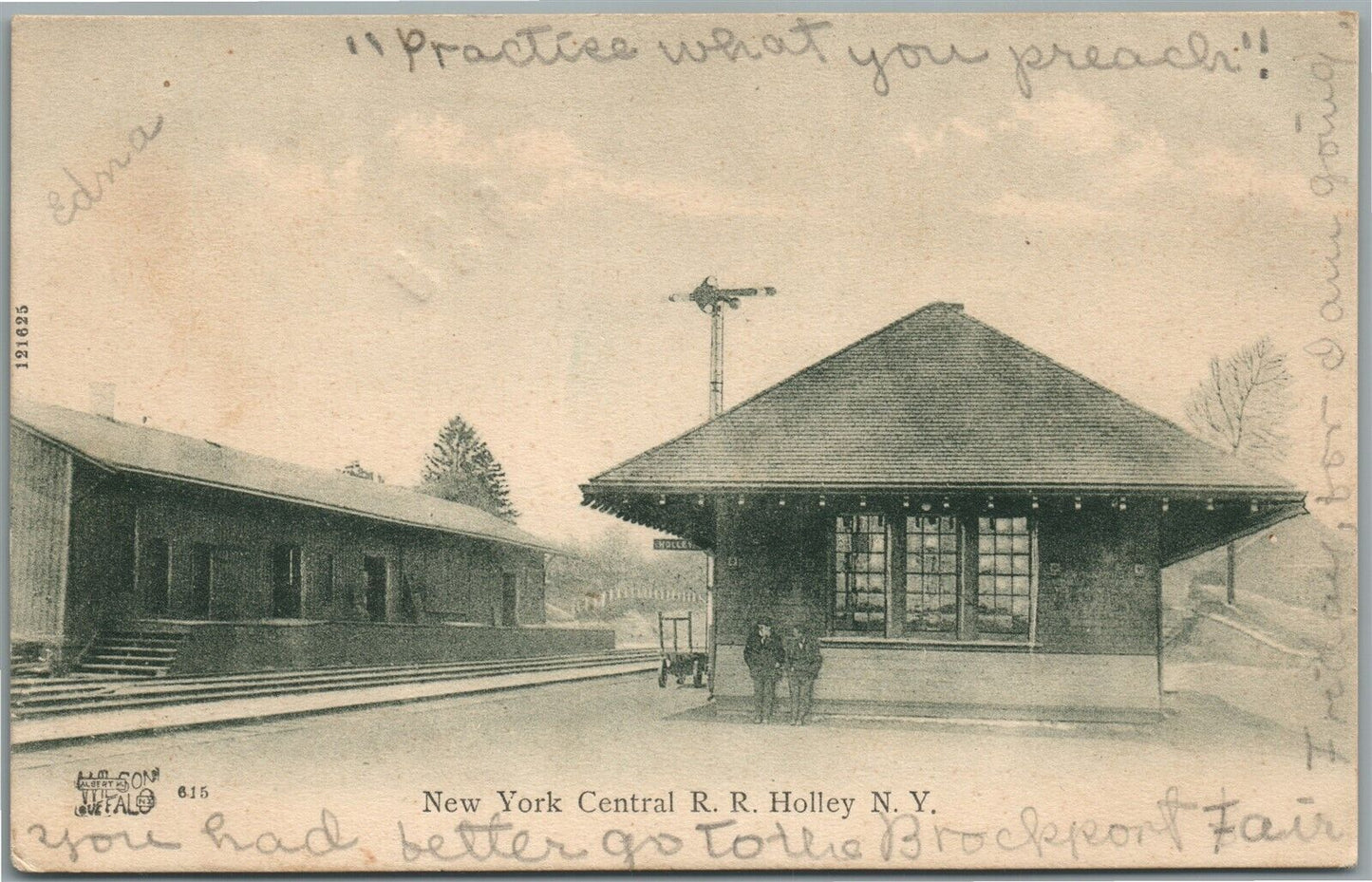 HOLLEY NY RAILROAD STATION RAILWAY DEPOT ANTIQUE POSTCARD