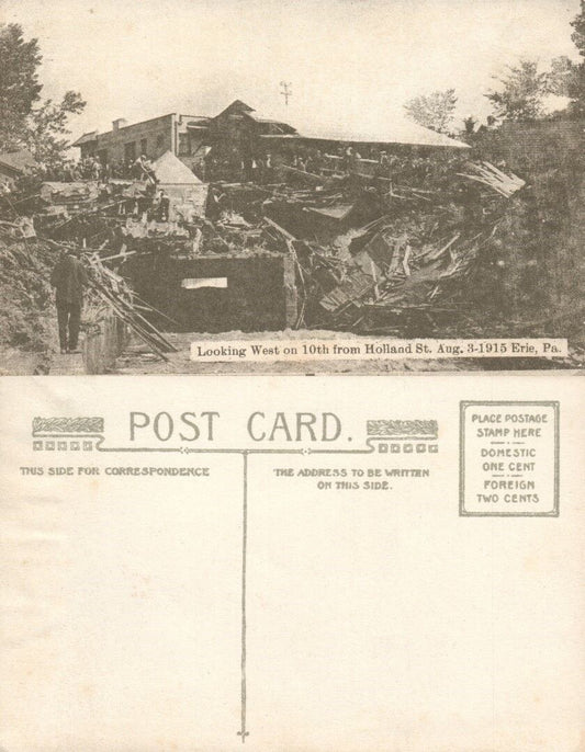 ERIE PA 10th TO HOLLAND STREET 1915 FLOOD ANTIQUE POSTCARD