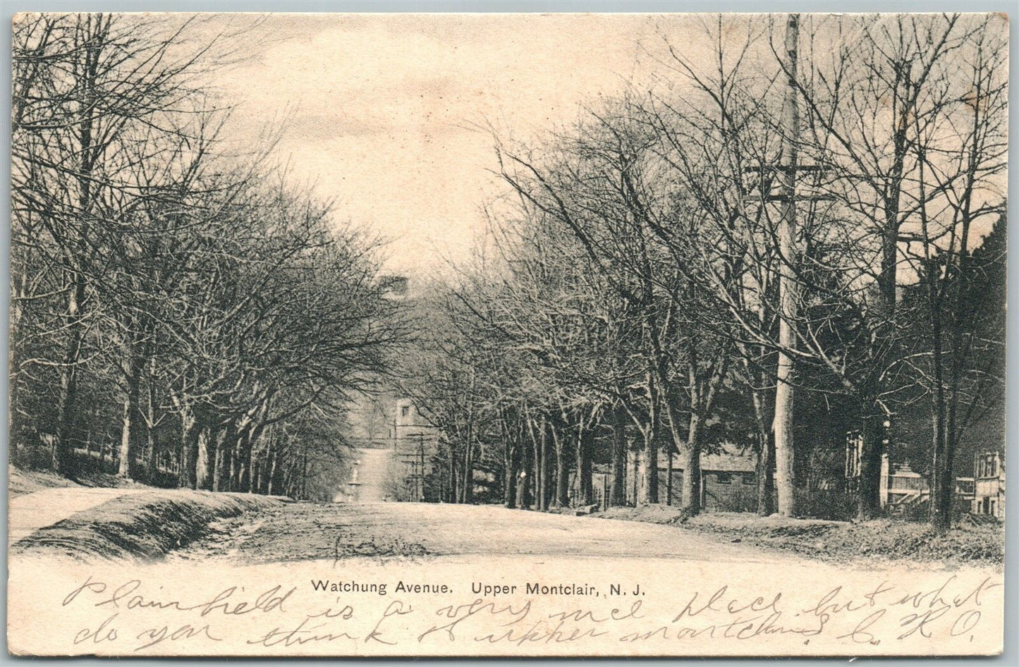 UPPER MONTCLAIR NJ WATCHUNG AVENUE UNDIVIDED 1906 ANTIQUE POSTCARD