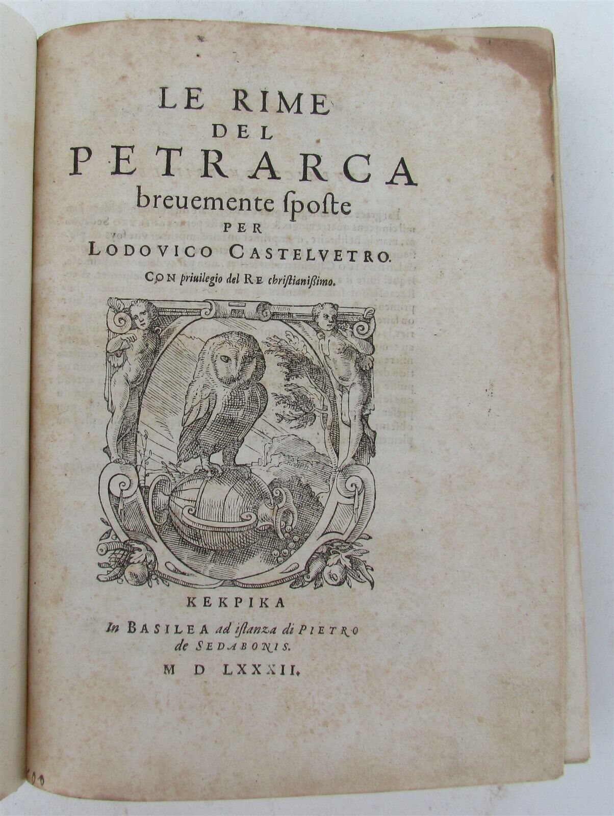 1582 POETRY by PETRARCH antique VELLUM BOUND book LE RIME DEL PETRARCA