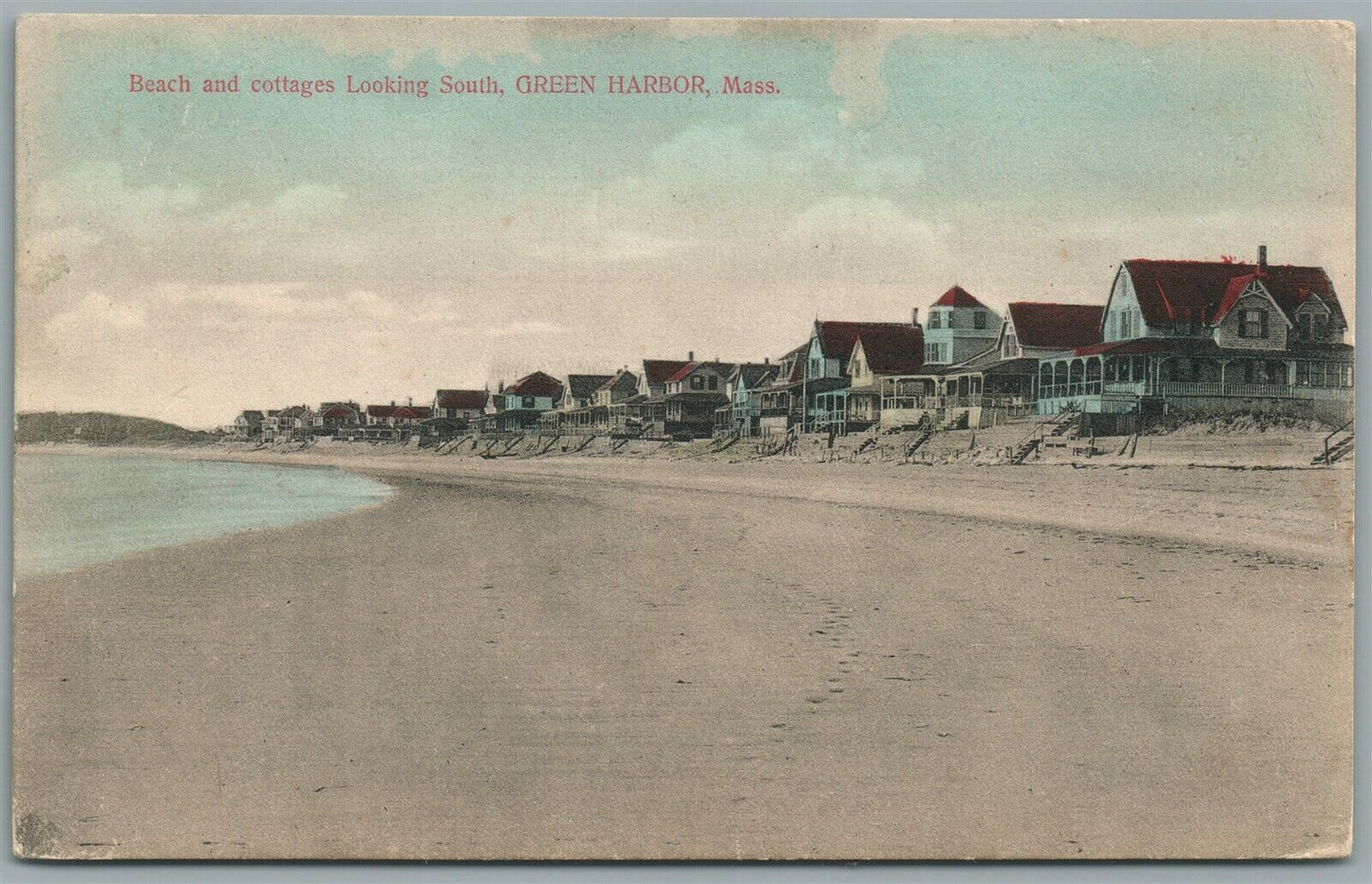 GREEN HARBOR MA BEACH & COTTAGES ANTIQUE POSTCARD