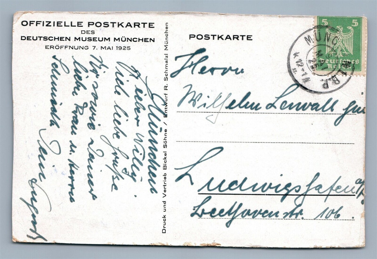 MUNICH GERMANY DEUTSCHES MUSEUM MUNCHEN 1925 ANTIQUE POSTCARD