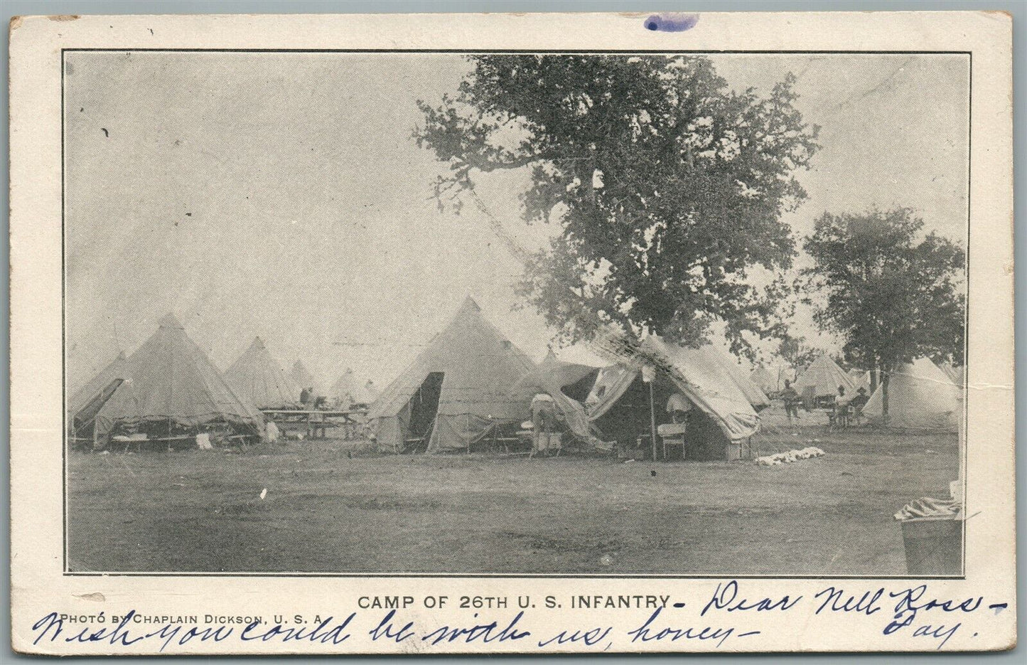 US INFANTRY CAMP ANTIQUE POSTCARD