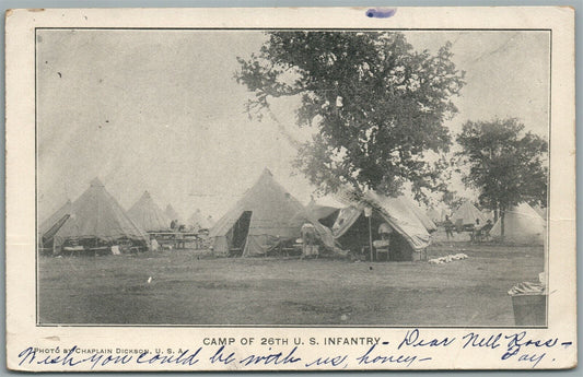US INFANTRY CAMP ANTIQUE POSTCARD
