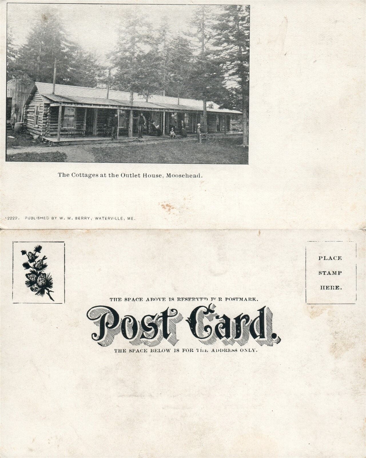 MOOSEHEAD LAKE OUTLET HOUSE COTTAGES ME UNDIVIDED ANTIQUE POSTCARD