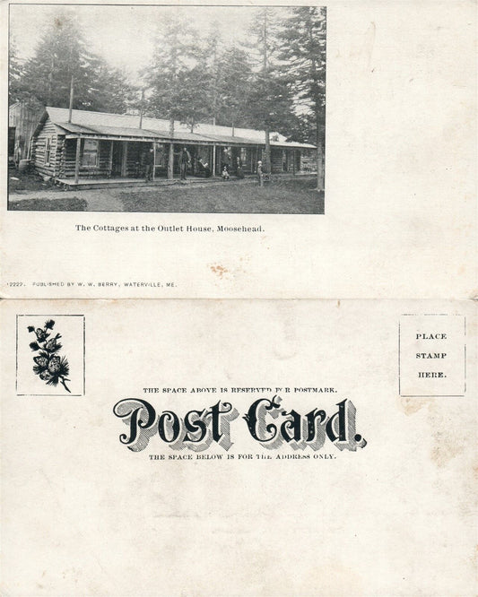 MOOSEHEAD LAKE OUTLET HOUSE COTTAGES ME UNDIVIDED ANTIQUE POSTCARD