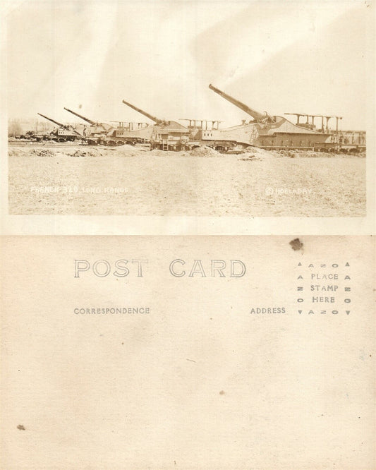 FRENCH 320 LONG RANGE RAILWAY GUN ARTILLERY WWI REAL PHOTO POSTCARD ANTIQUE RPPC