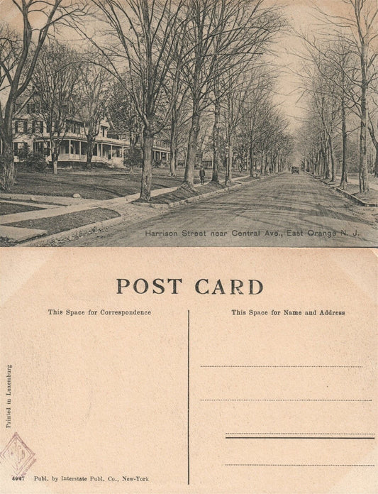 EAST ORANGE N.J. HARRISON STREET NEAR CENTRAL AVE. ANTIQUE POSTCARD
