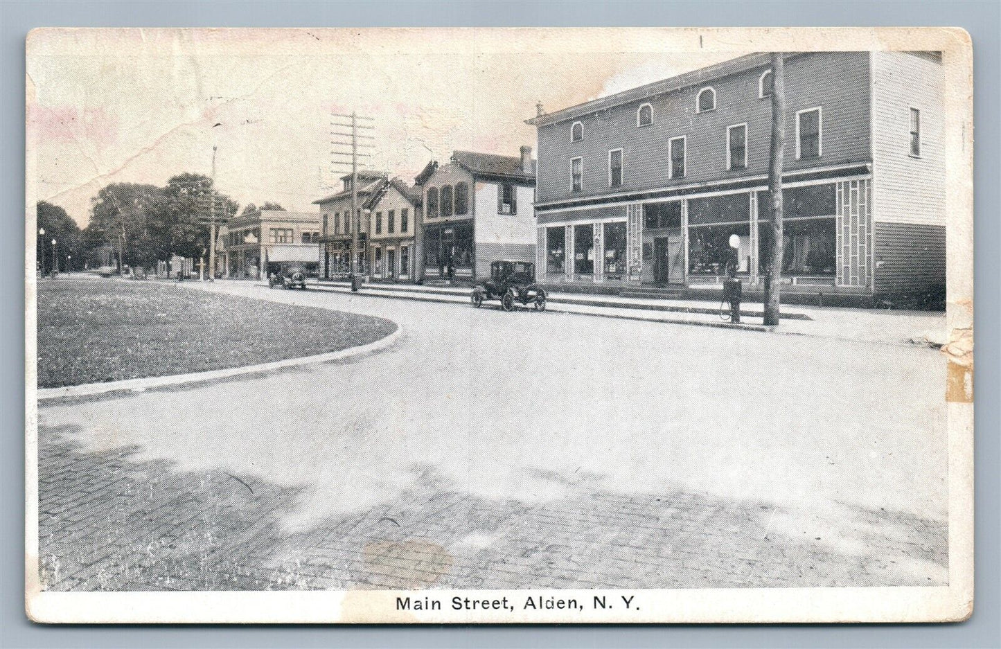 ALDEN NY MAIN STREET 1926 ANTIQUE POSTCARD
