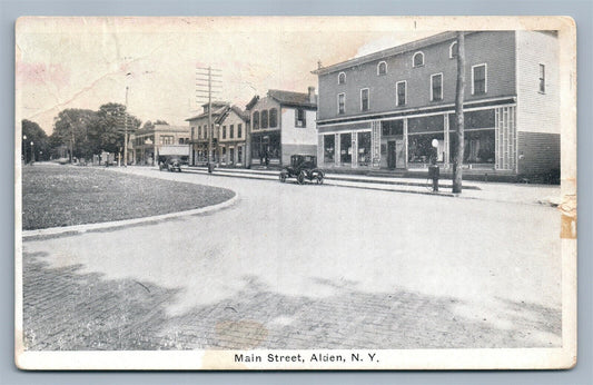 ALDEN NY MAIN STREET 1926 ANTIQUE POSTCARD