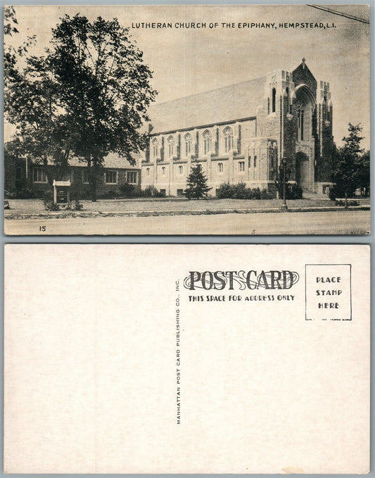 LONG ISLAND HEMPSTEAD N.Y. LUTHERAN CHURCH OF EPIPHANY ANTIQUE POSTCARD