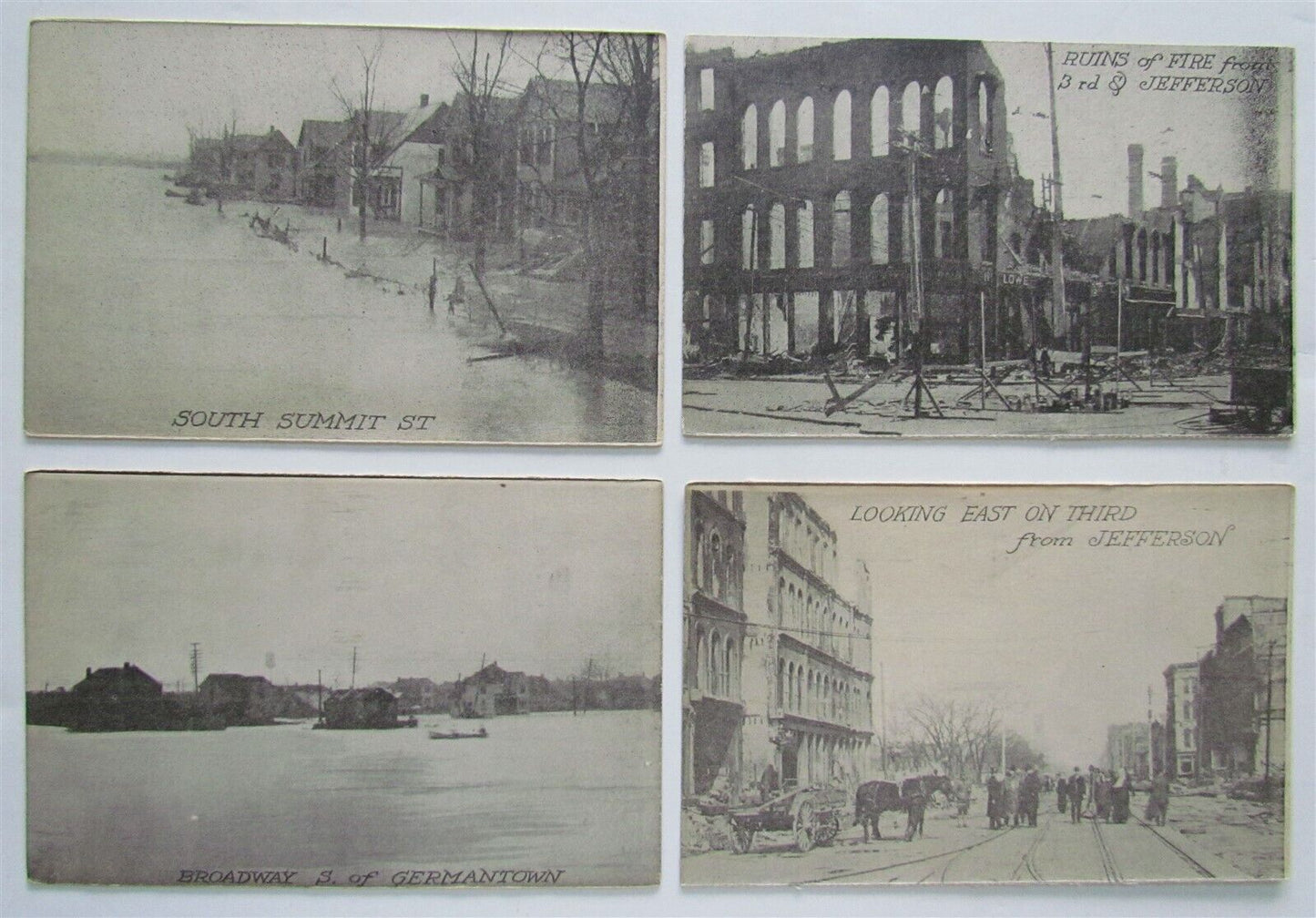 DAYTON OH FLOOD lot of 4 ANTIQUE POSTCARDS