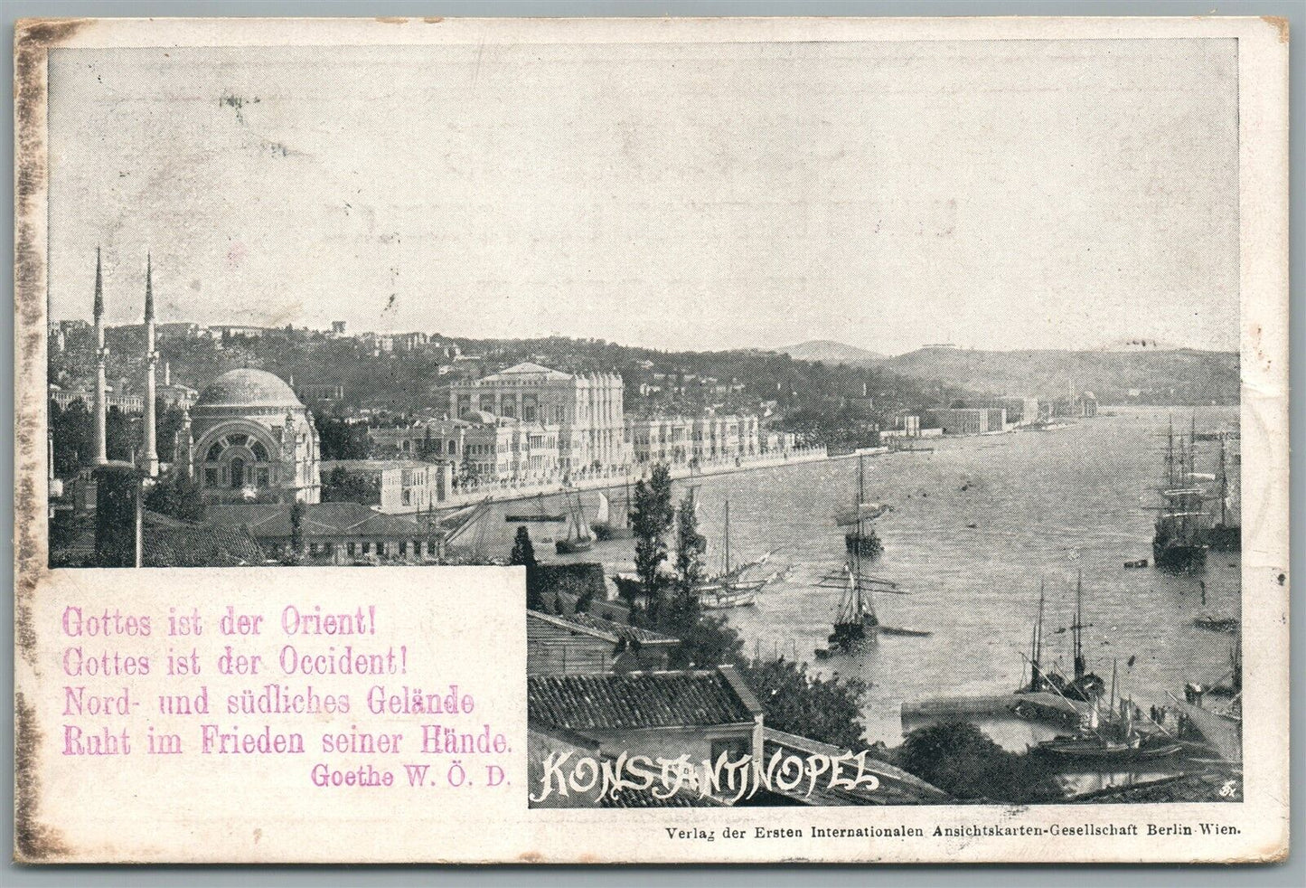 CONSTANTINOPLE TURKEY 1898 ANTIQUE POSTCARD