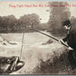 EXAGGERATED FISHING ANTIQUE POSTCARD THEY FIGHT HARD