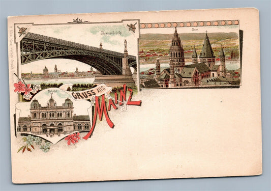 GERMAN GRUSS AUS MAINZ ANTIQUE POSTCARD