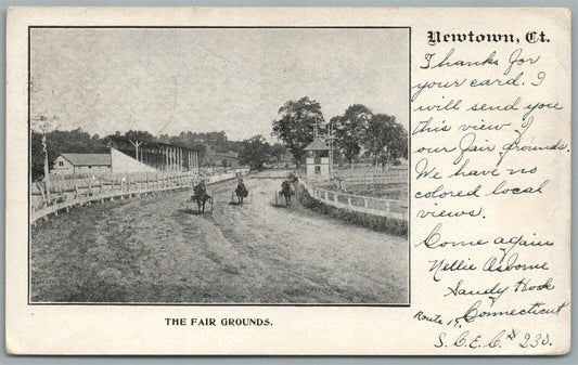 NEWTOWN CT THE FAIR GROUNDS ANTIQUE POSTCARD