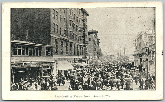 ATLANTIC CITY NJ BOARDWALK AT EASTER TIME 1913 ANTIQUE POSTCARD