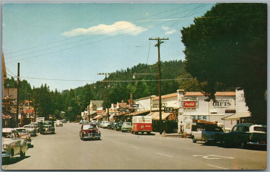 BOULDER CREEK CA STREET SCENE COCA COLA SIGN VINTAGE POSTCARD