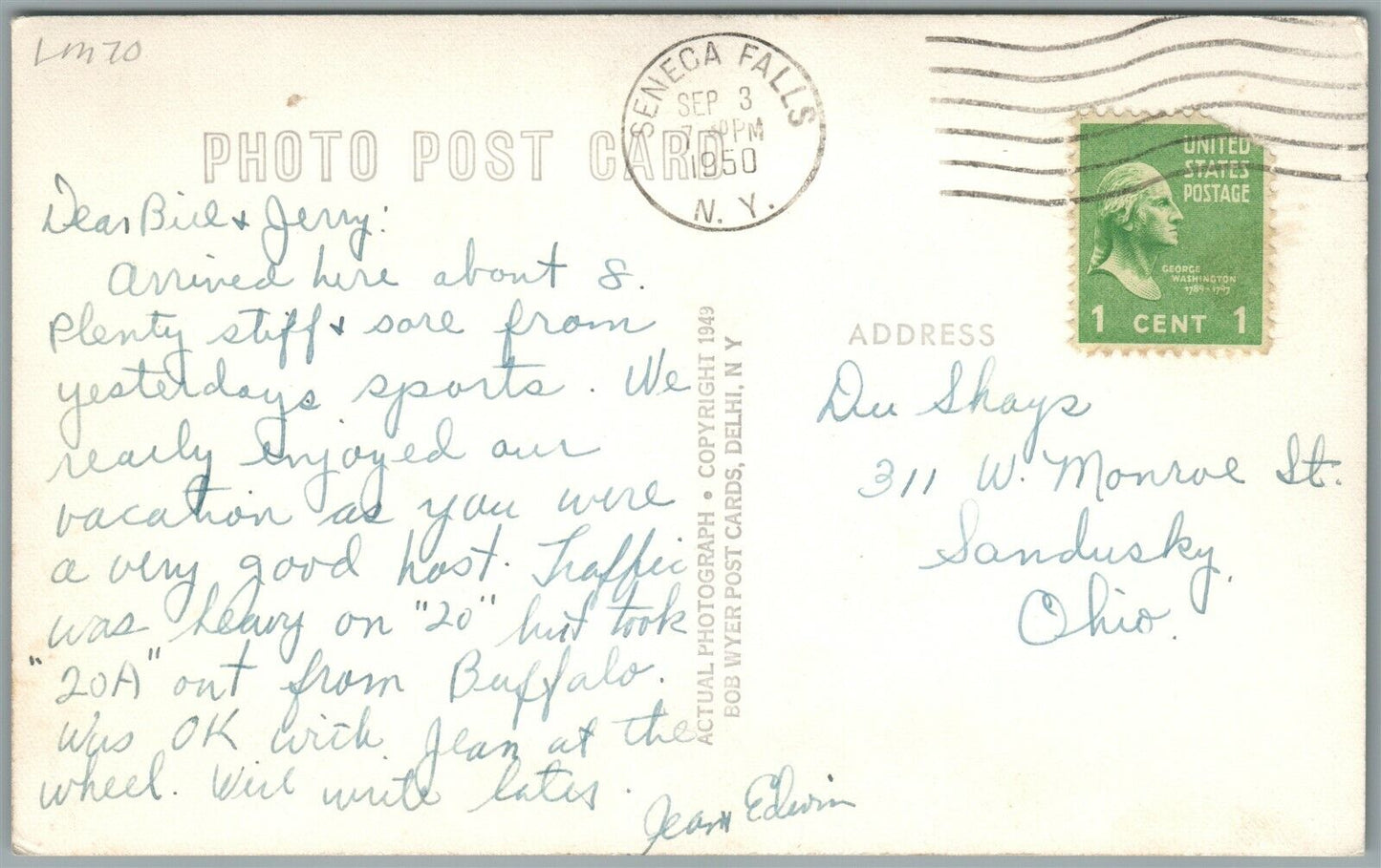 SENECA FALLS NY ST.PATRICK'S CATHOLIC CHURCH VINTAGE REAL PHOTO POSTCARD RPPC