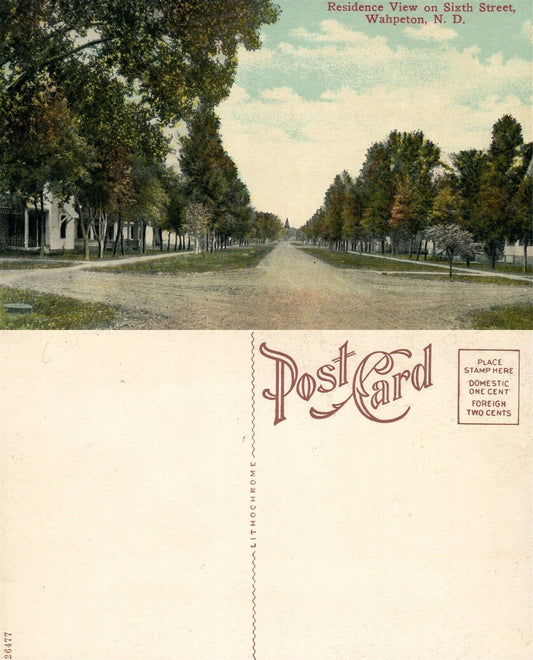 WAHPETON N.D. SIXTH STREET ANTIQUE POSTCARD