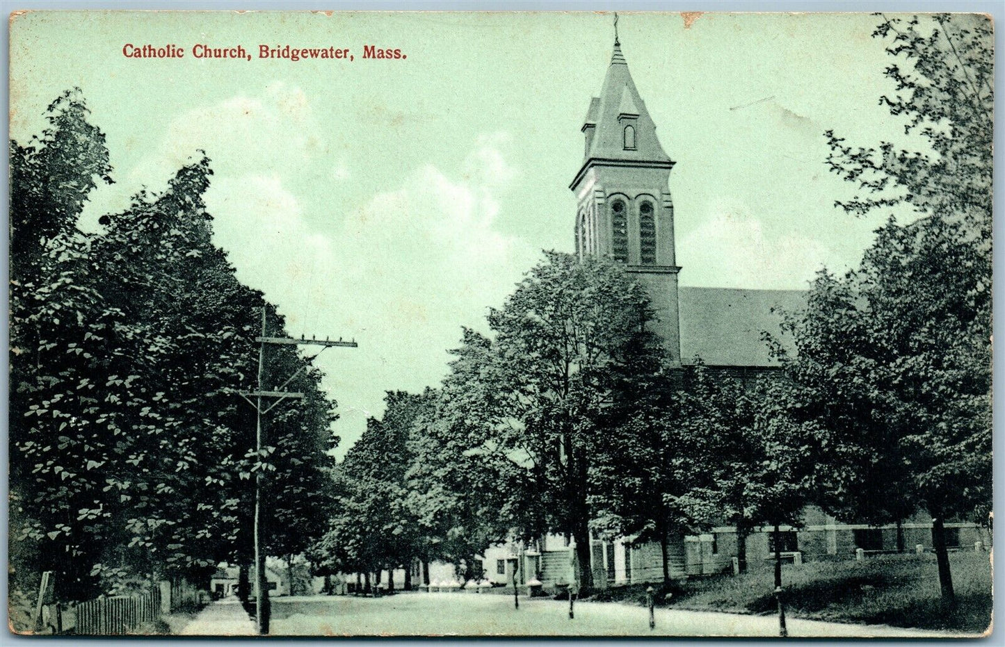 BRIDGEWATER MA CATHOLIC CHURCH ANTIQUE POSTCARD