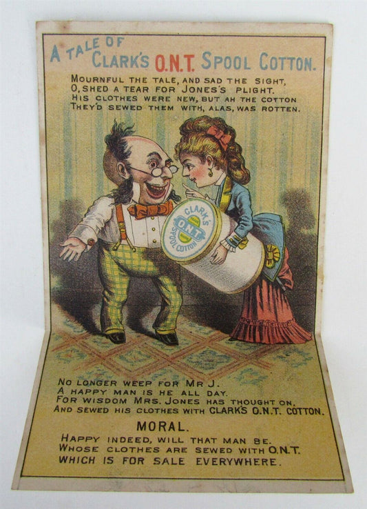 ANTIQUE MECHANICAL VICTORIAN TRADE CARD CLARK'S O.N.T. SPOOL COTTON