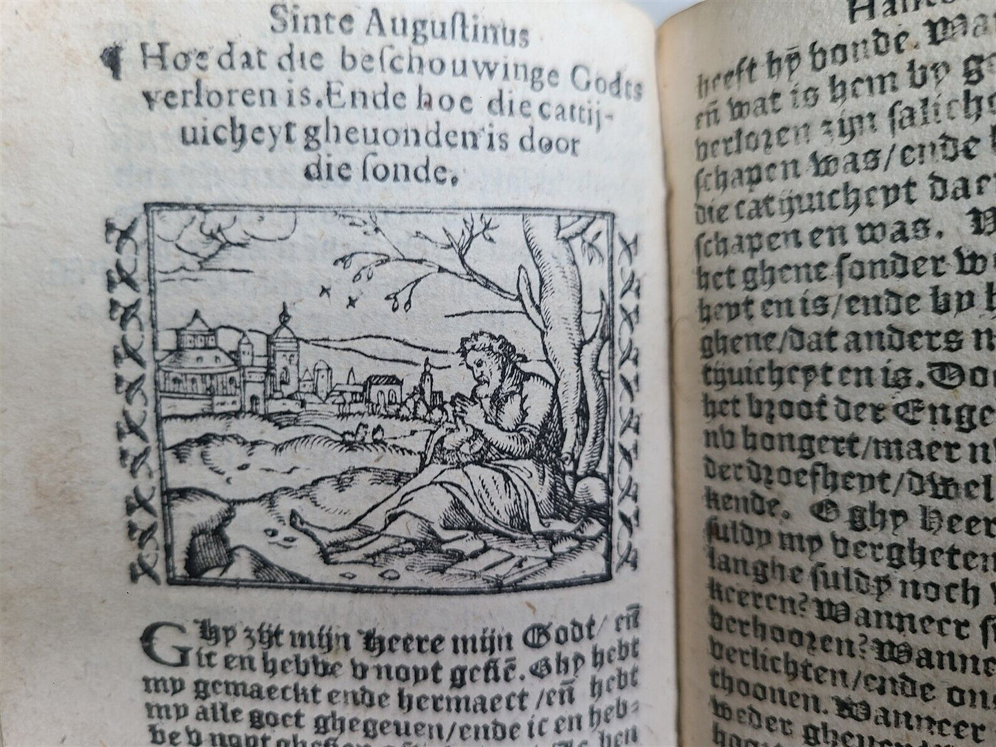 1602 ST. AUGUSTINE MEDITATIONS ILLUSTRATED antique 16th CENTURY original binding