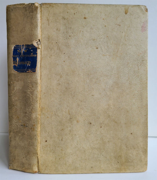 1850 ITALIAN and ENGLISH DICTIONARY antique VELLUM BOUND