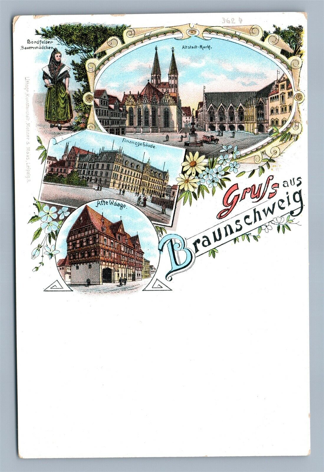 GERMAN GRUSS AUS BRAUNSCHWEIG ANTIQUE POSTCARD