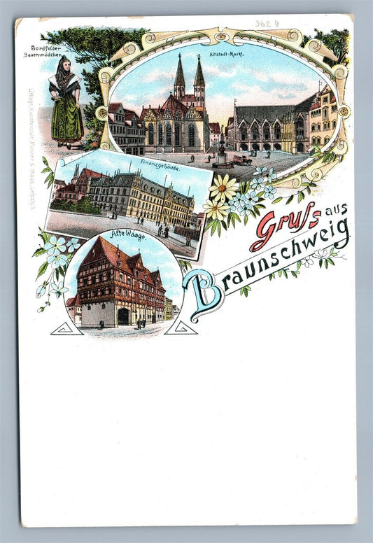 GERMAN GRUSS AUS BRAUNSCHWEIG ANTIQUE POSTCARD