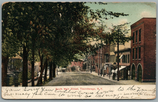 TICONDERAGO NY SOUTH MAIN STREET ANTIQUE POSTCARD
